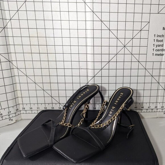 Gianni Bini Shoes - NEW Size 7.5 Womens Gianni Bini Lukkah Chain Square Stiletto Heeled Sandal Black